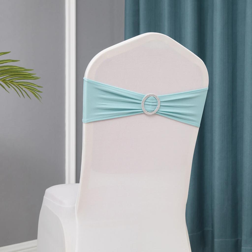Chair Sashes Bows Wedding Lycra Chair Spandex Bands Stretch With Buckle For Chair Covers Decoration Party Dinner Banquet