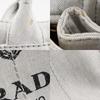 PRADA Canapa Handbag 1BG439 Triangle With Logo Light gray denim Women Used