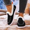 Foreign Trade New Velvet Warm Flat-soled Cotton Shoes Women's Autumn Round Head Foot Cover Large Size Low-top Single Shoes