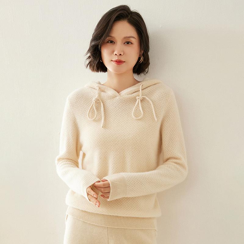 

Женское кашемировое худи крупной вязки - Свитер сотовой вязки для осени/зимы L for 110-130 jin