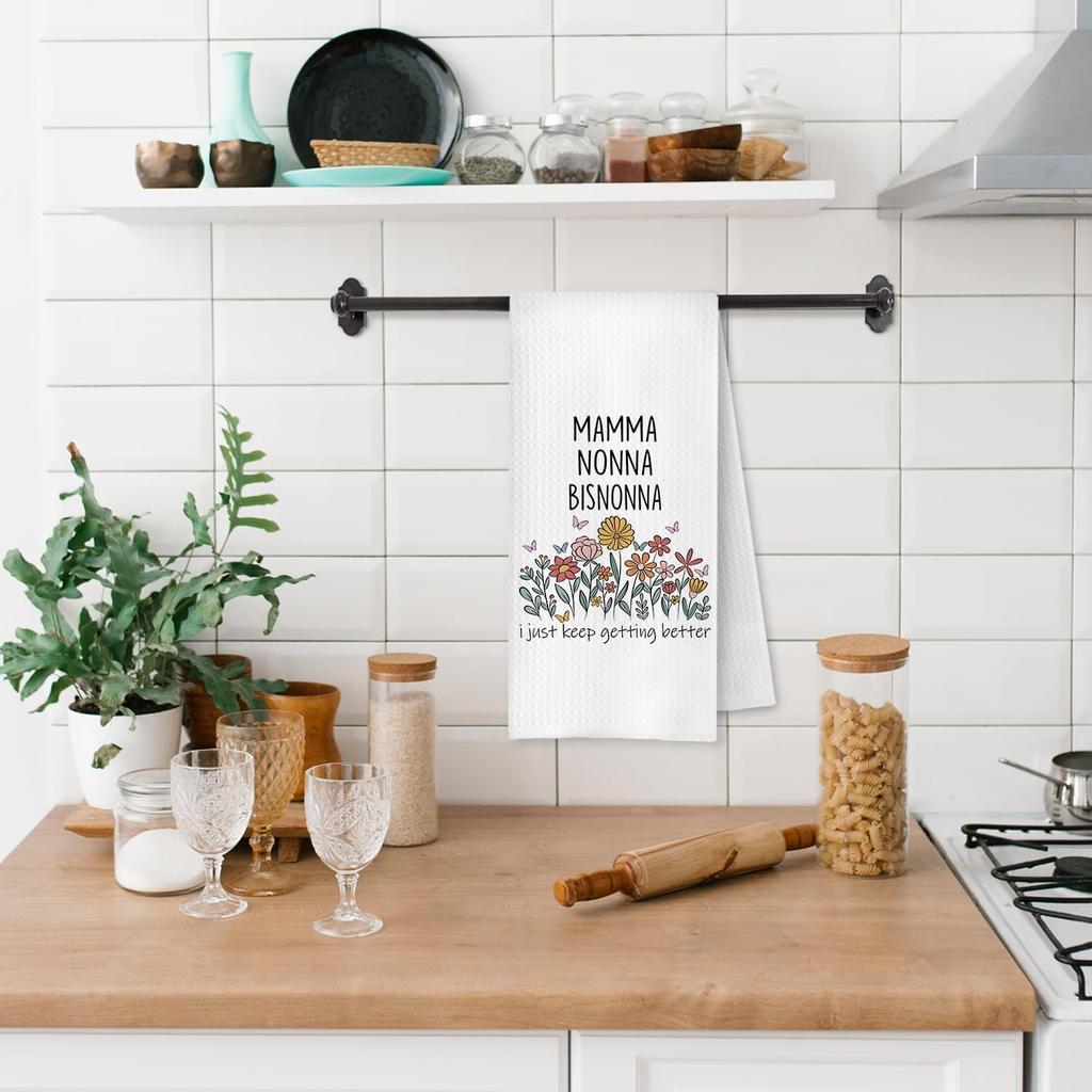 Bisnonna Great Grandma Gifts Kitchen Towels, Pregnancy Baby Announcement for Nonna Grandma, Gifts for Great Grandmother Decorative Dish Tea Hand