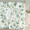 Fresh Green Leaves and Plants Pattern Shower Curtain Printed Leaves Bathroom Bath Curtain Home Decoration Curtain With Hooks