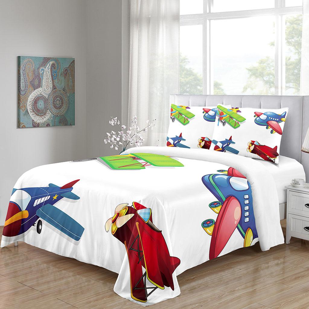 3D Bedding Set Helicopter Duvet Quilt Cover Set Comforter Cover Pillowcase King Queen Size Printed Polyester Summer Quilt Cover