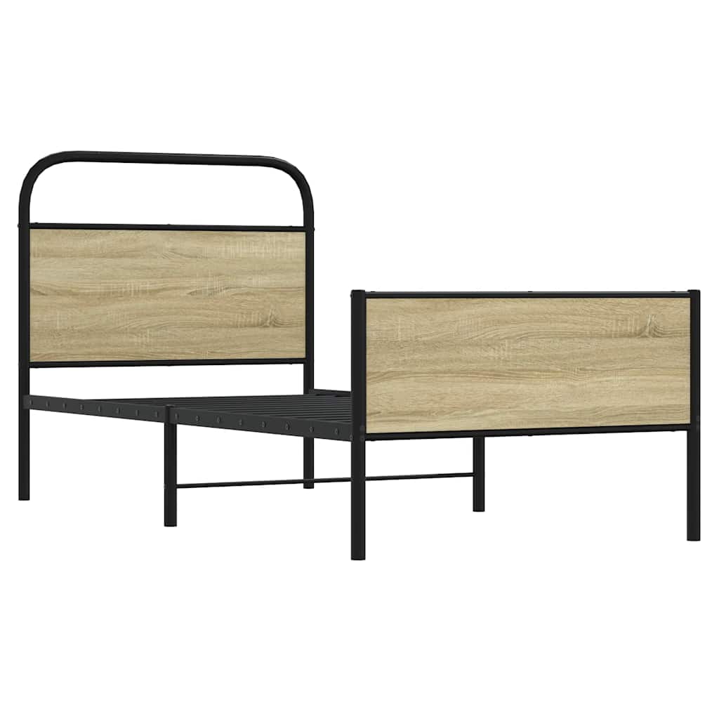 Bed Frame Without Mattress 75 X 190 Cm Sonoma Oak Wood Based Material