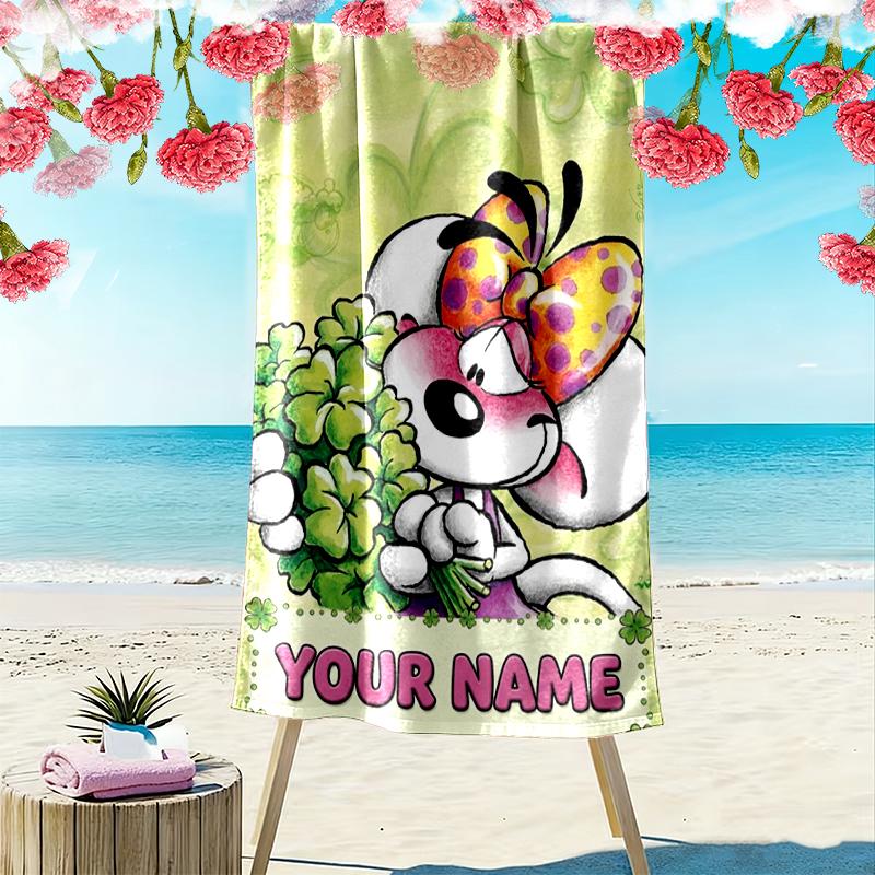 Custom Name DIDDL Print Beach Towel, Large Soft Quick Dry Towel for Beach Camping Swimming