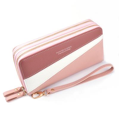 Baellerry Doppelreißverschluss Handtaschen Damen Clutch Taschen Mode Geldbörse PU Leder Handytasche Damen Geldbörse
