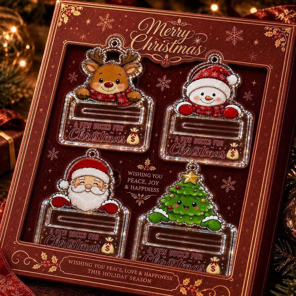 Acrylic Christmas Cash Gift Holder Ornament Clear Christmas Ornament Cash Gift Presentation
