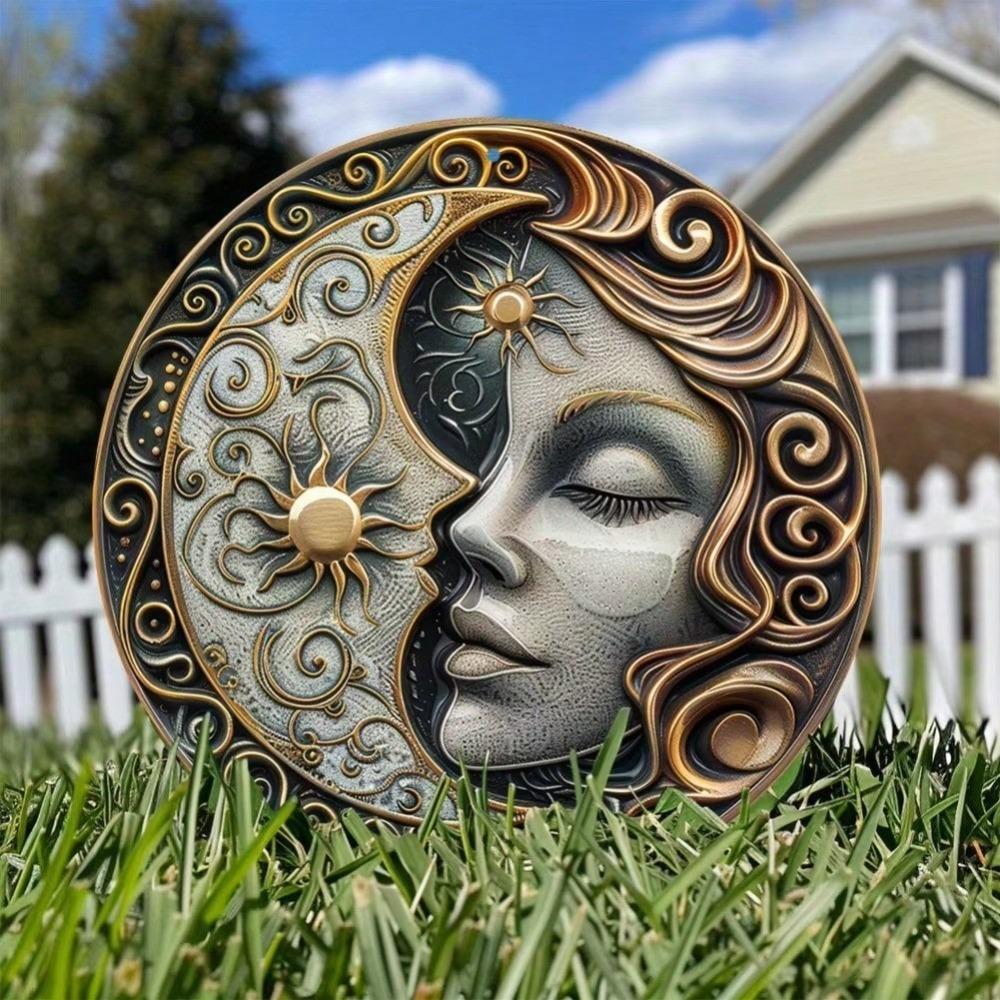 Art Lune Métallique 20x20 cm Décoration Murale Panneau Extérieur Résistant aux Intempéries Impression HD