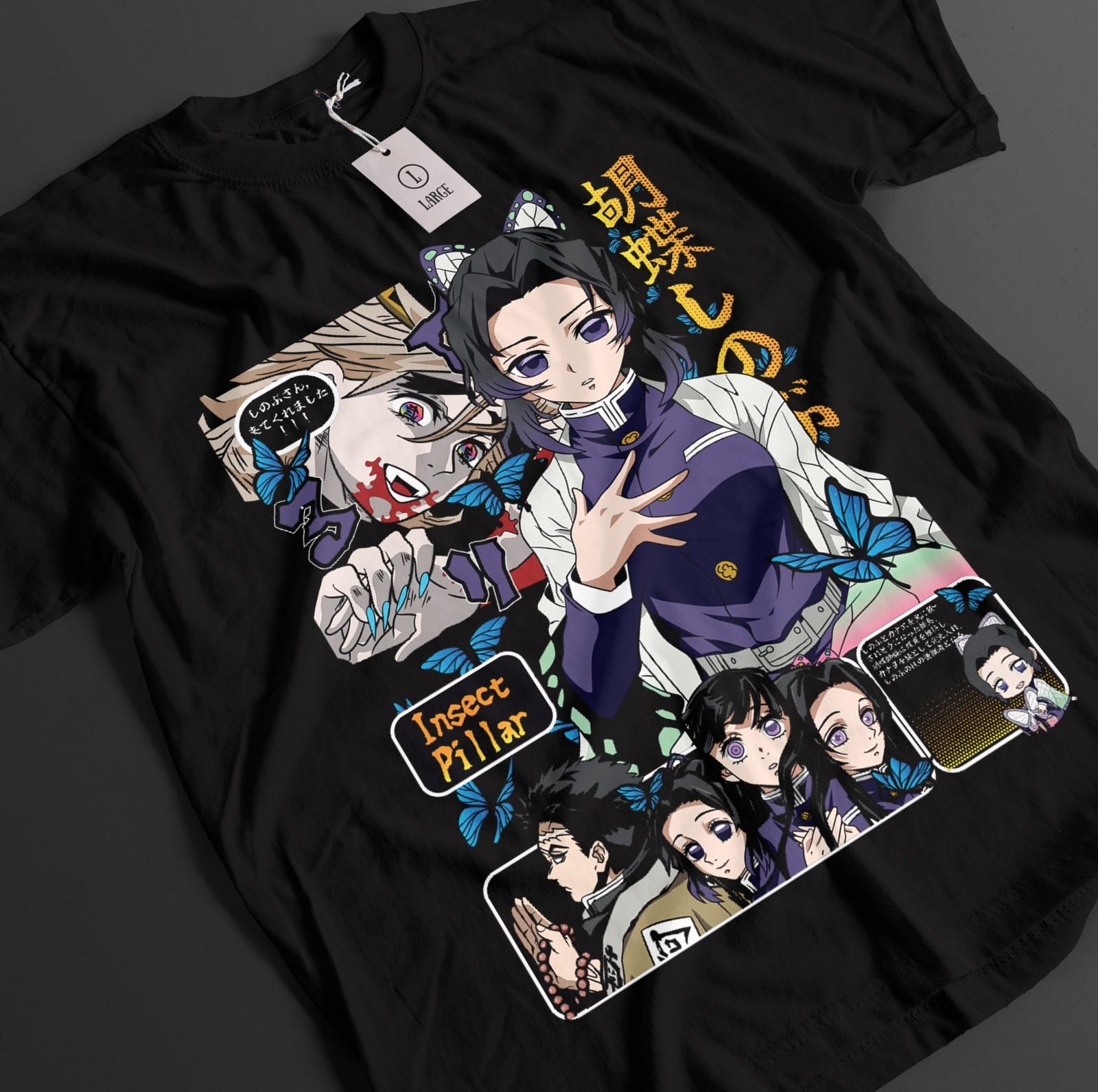 Demon Slayer Shirt Shinobu Kocho T-Shirt Mens Womens Tees Top Tanjiro Anime Inosuke Doma Muzan Tee S