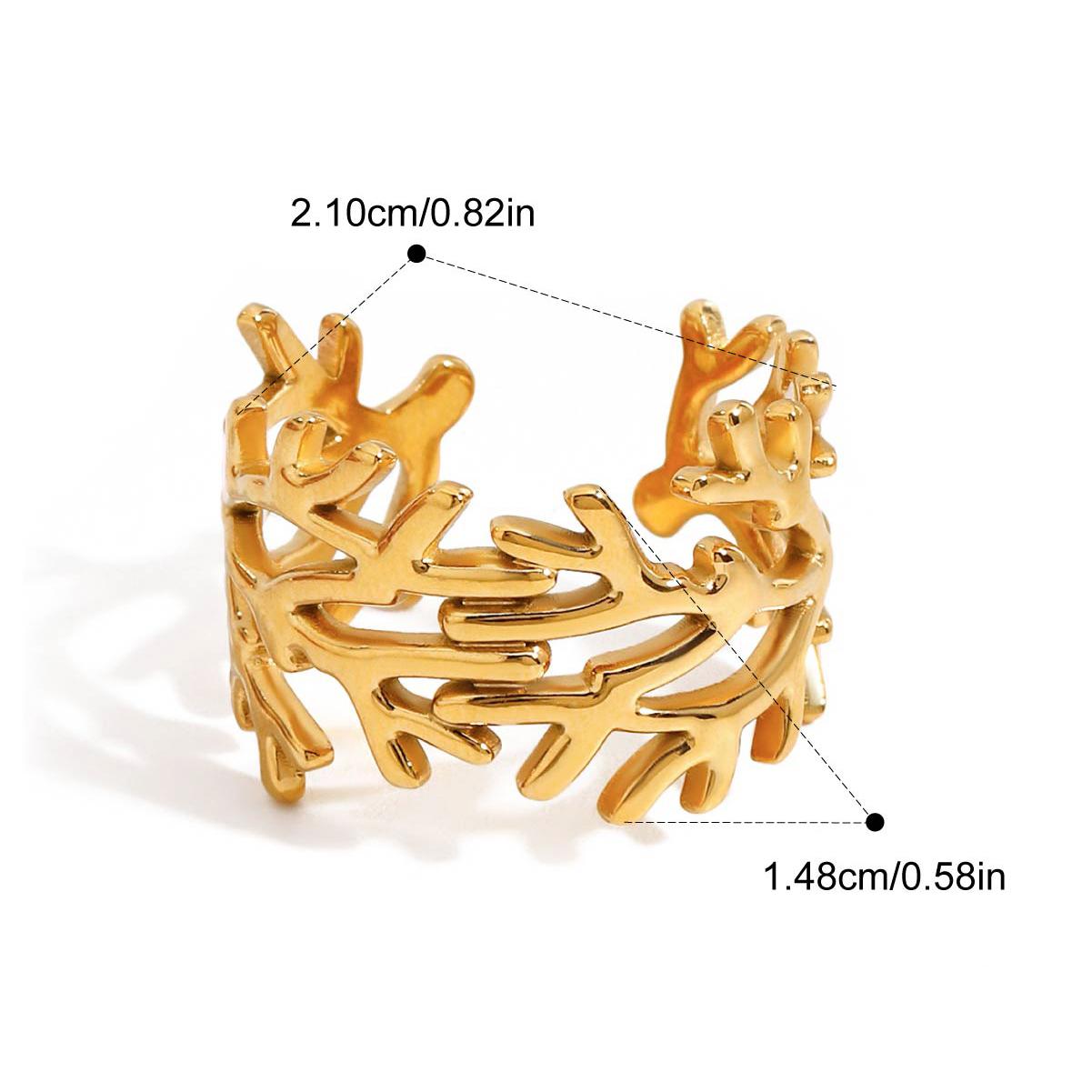 Yori Smooth Tree Branch Hollow Open Ear Clip Ring Waterproof 18K PVD Plated Distinctive Jewelry Bijoux New
