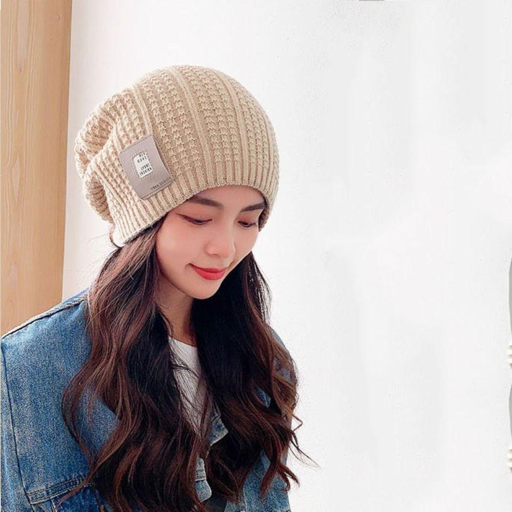 Crochet Knitted Beanie Solid Color Knitted Stacking Hat Harajuku Winter Cold Hat  Autumn