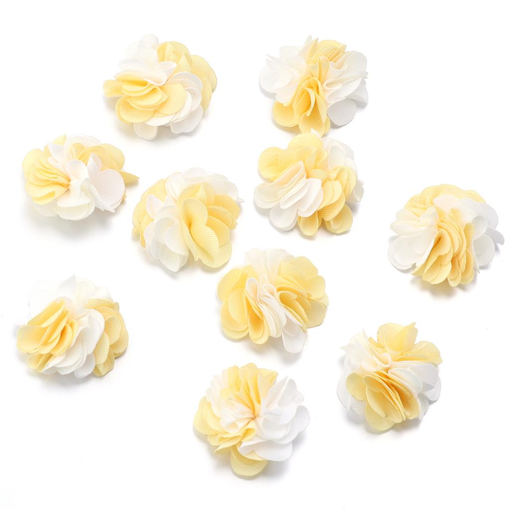 10pcs 2.5cm Cloth Fabric Flower Three Colors Handmade Artificial Flowers For DIY Wedding Party Clothing Headwear Decor Supplies