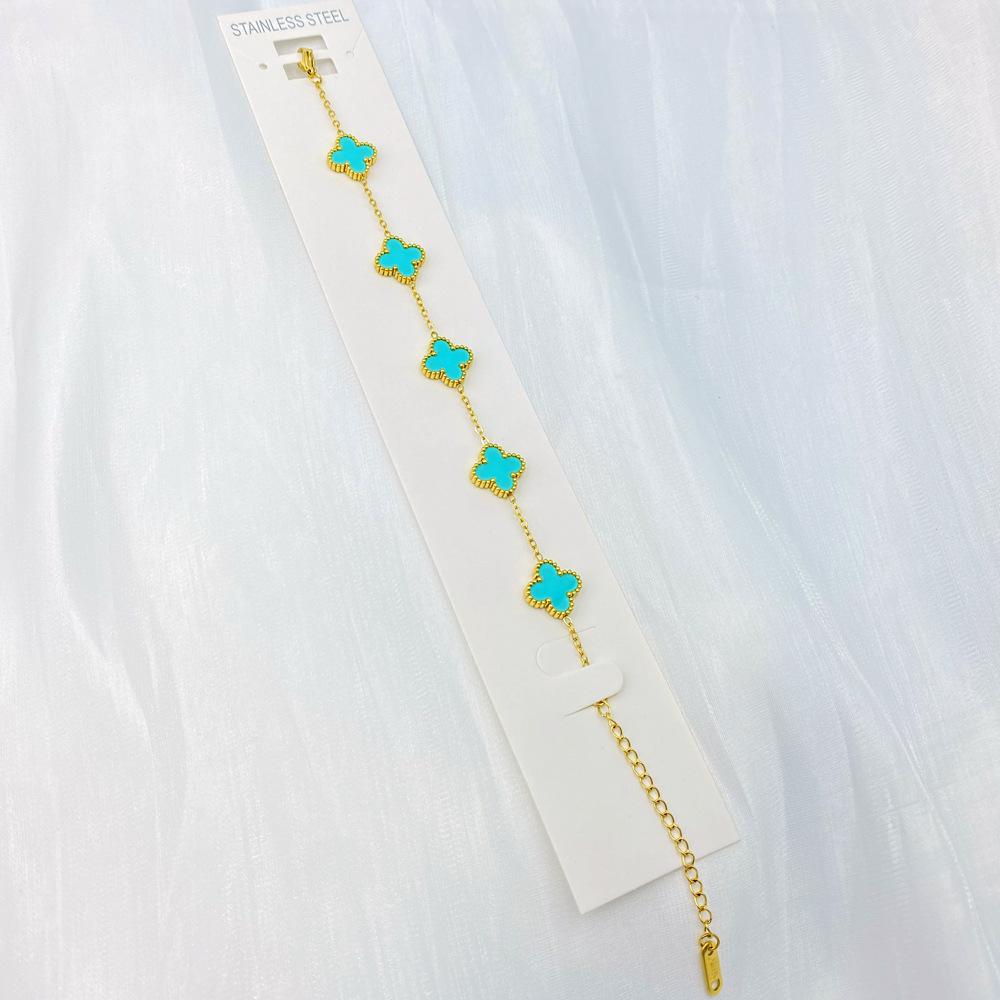 

Браслет из высококачественной нержавеющей титановой стали 13 мм в виде четырехлистного клевера для женщин, модный браслет высокого класса