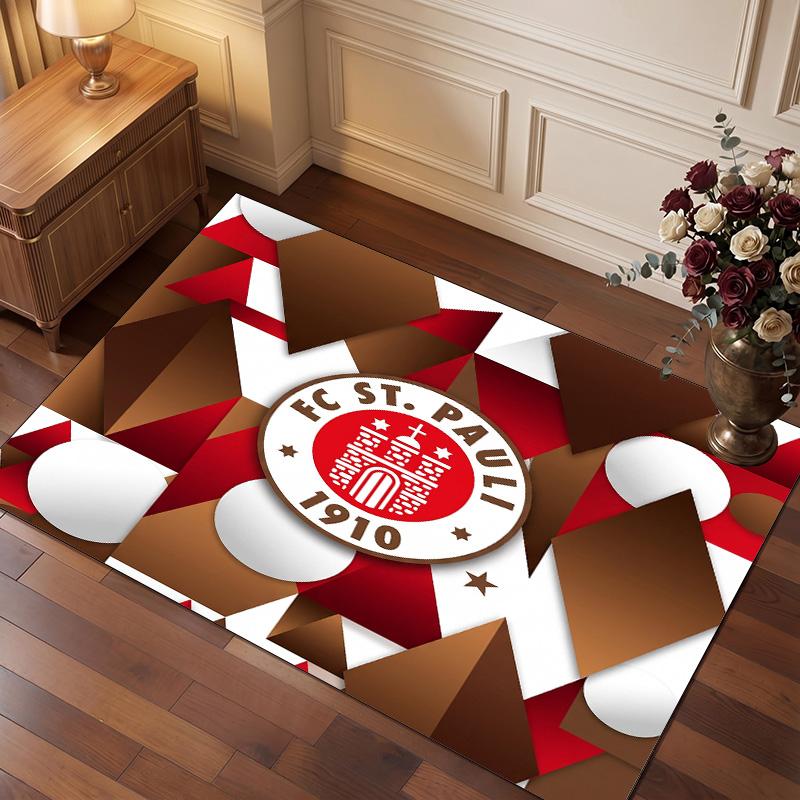FC St. Pauli Voetbal Print Kristalfluweel Tapijt, Comfortabel Waterabsorberend Antislip Binnen Vloerkleed