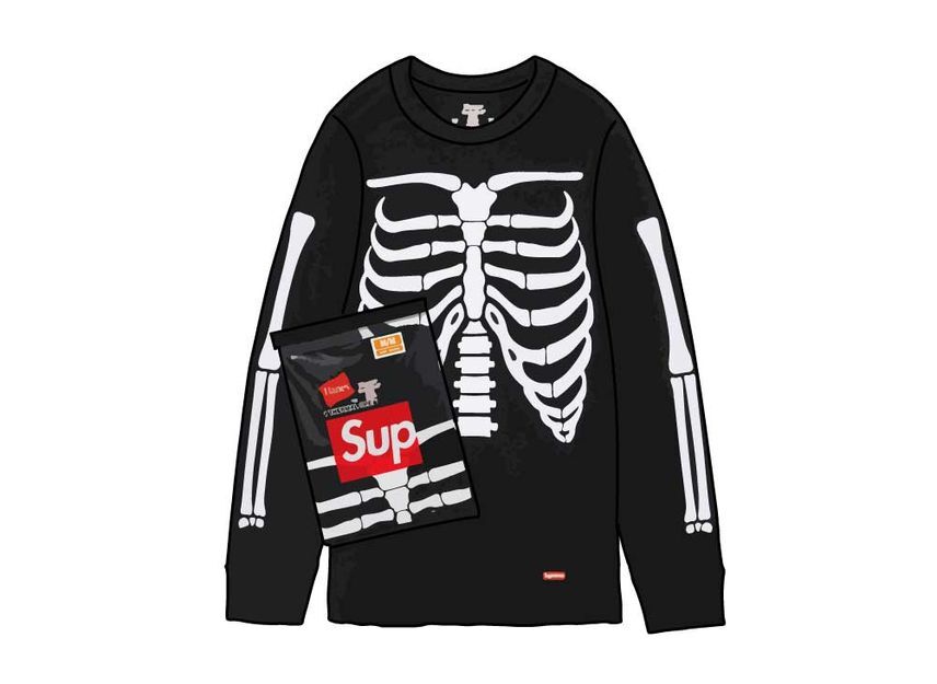 Supreme Hanes Bones Thermal Crew (1 Pack) Black XL
