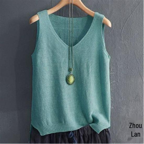 Women's Loose-Fit Camisole: Large, Cool Silk Knit, Sleeveless Vest for Summer