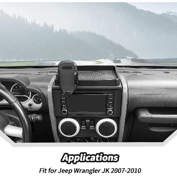 JeCar for JK Phone Holder Mount Center Console Dash Tray Storage Organizer for 2007-2010 Jeep Wrangler JK JKU