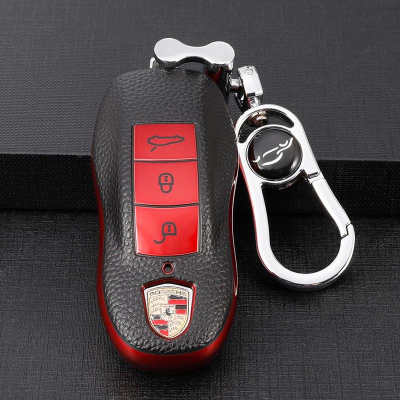 Porsche Compatible Key Case for Cayenne, Macan, Panamera, and 718 - Unisex Remote Keybag with Buckle
