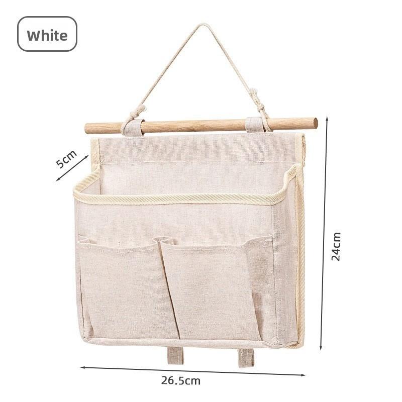 Student Cotton Fabric Wall Hanging Storage Bag With Multiple Pockets For Dorm Room Organizer
