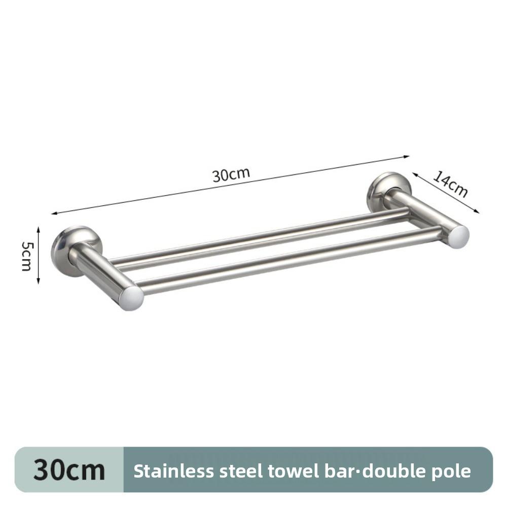 1PC 30cm Towel Bar Stainless Steel Towel Rack Extended Thickened Single Double Pole Bathroom Hotel Grade Wall Mounted Holder