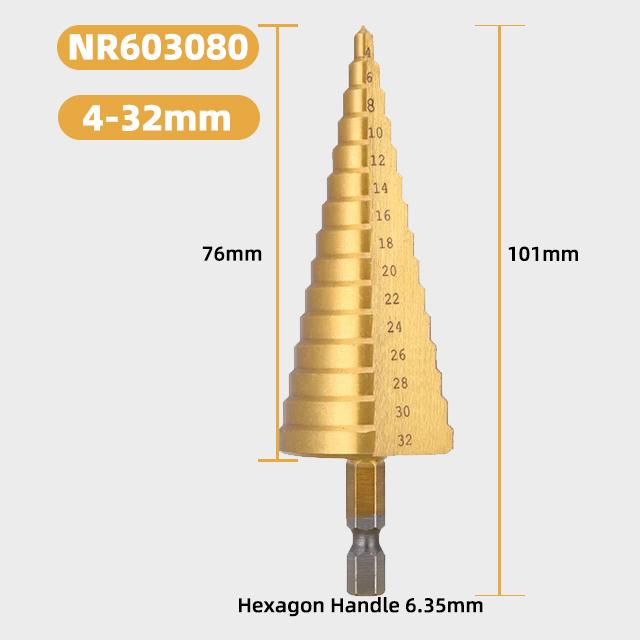3pcs 3-12mm4-12mm 4-20mm 4-32mm Straight Groove Step Drill Bit Collection Titanium Coated Wood Metal Hole Chopper Core Drill Bit Collection