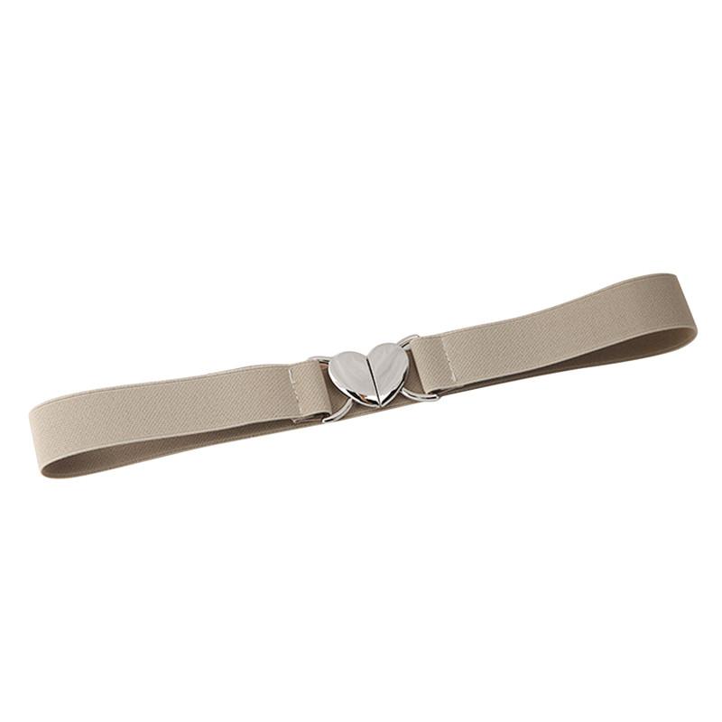 Women Elastic Belts Love Heart Metal Buckle Waist Dress Coat Sweater Decorative Elegant Exquisite Waistband Accessories