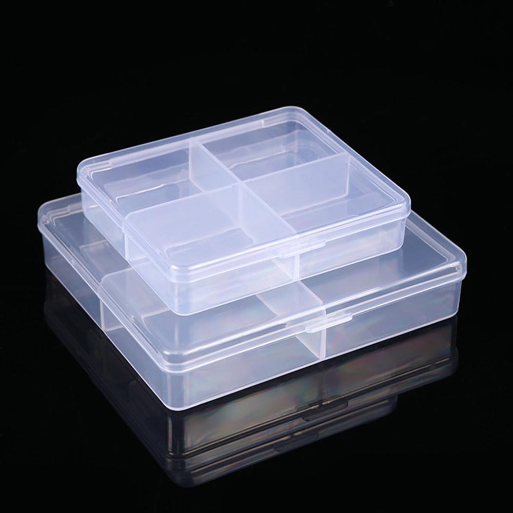 1PC Transparent Plastic Storage Box 4 Grids Translucent Box Packing Box Storage Box Dustproof Strong Jewelry Case Container