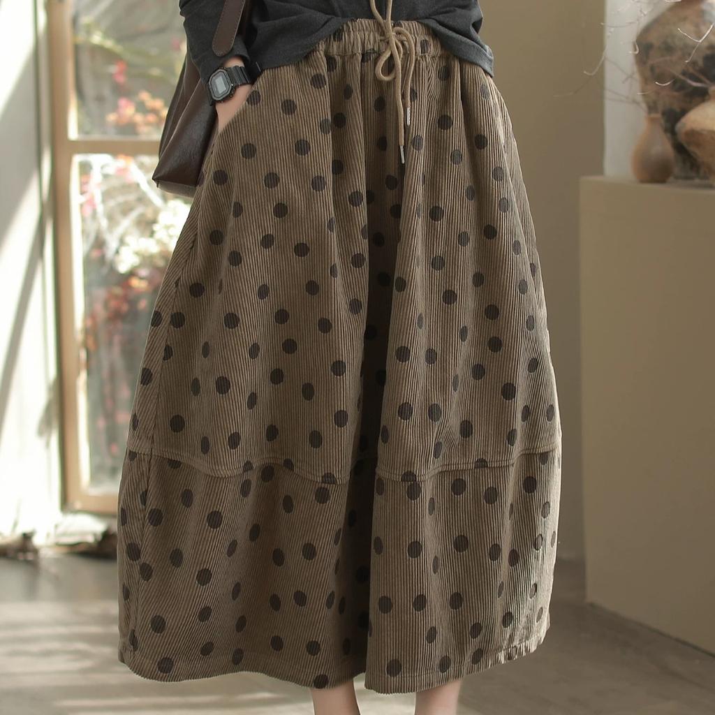 Damen Winter Luxus Punkt Kleidung Mode Locker Cord Damen Elegant Rock Freizeit Klassisch Elastisch Streetwear