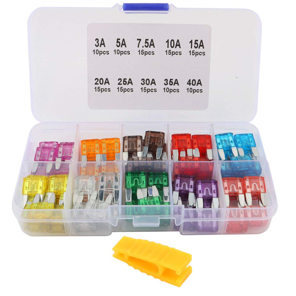 FULARR 130PCS Professional Car Fuse Set: Mini Flat Type Fuse, Replacement Fuse Puller,