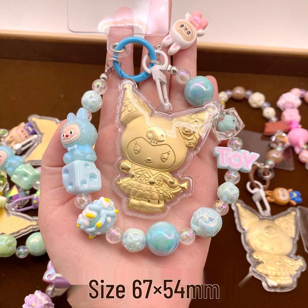 2026 Year of the Horse Wealth Charm Cute Gold Phone and Bag Lanyard with Cartoon Sticker Gift