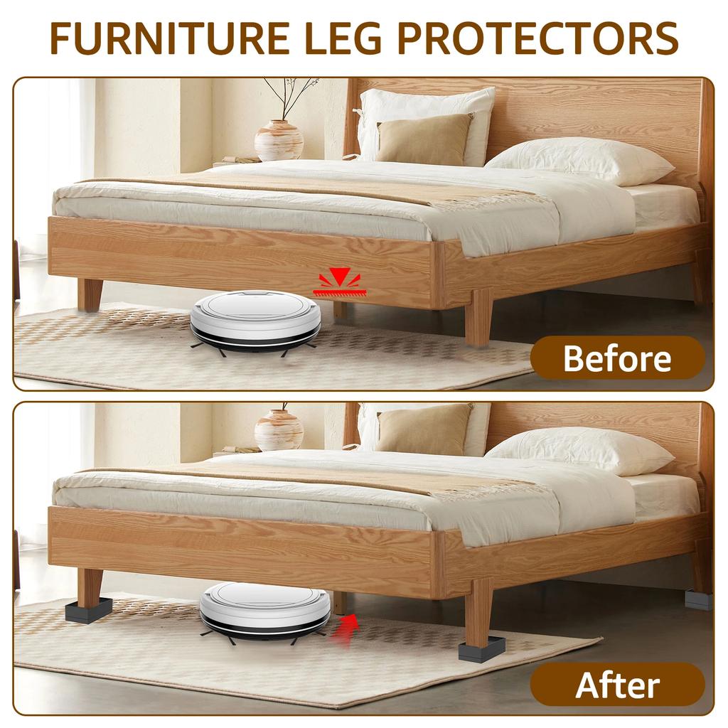 4Pcs Bed Risers TPU Stackable Furniture Riser Non Slip Sofa Table Support Risers L Side / Full Side Load Capacity 500kg Pad Feet