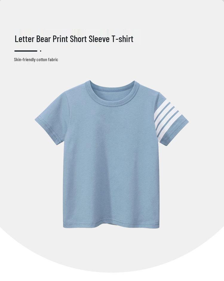 27Kids Boys' 2024 Summer Short-Sleeve T-Shirt - Children's Clothing 