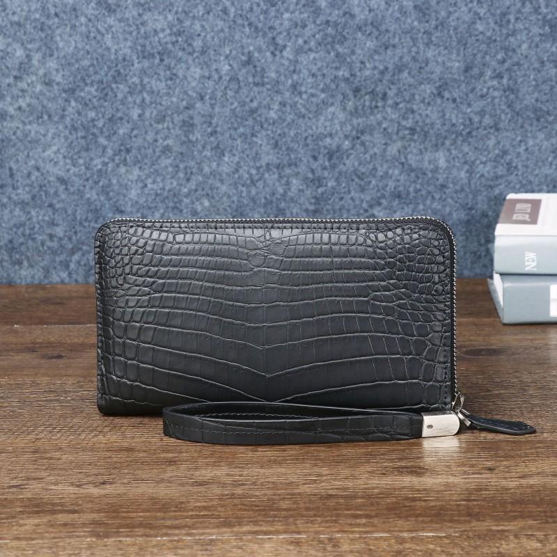 Foggy Crocodile Belly Pattern Men s Handbag Business Long Wallet Multi Card Phone Bag Trendy 20x3x10