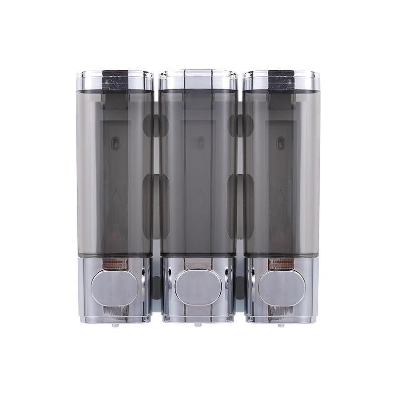 Liquid Soap Dispenser Three-Head Shower and Lotion Dispenser Waterproof Shampoo Gel Container Wall Mount with Clear Window