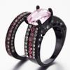 Charming Couple Ring, Pink Color Zircon Inlaid Women's Ring,  Gift for Girlfriend on Valentine's Day