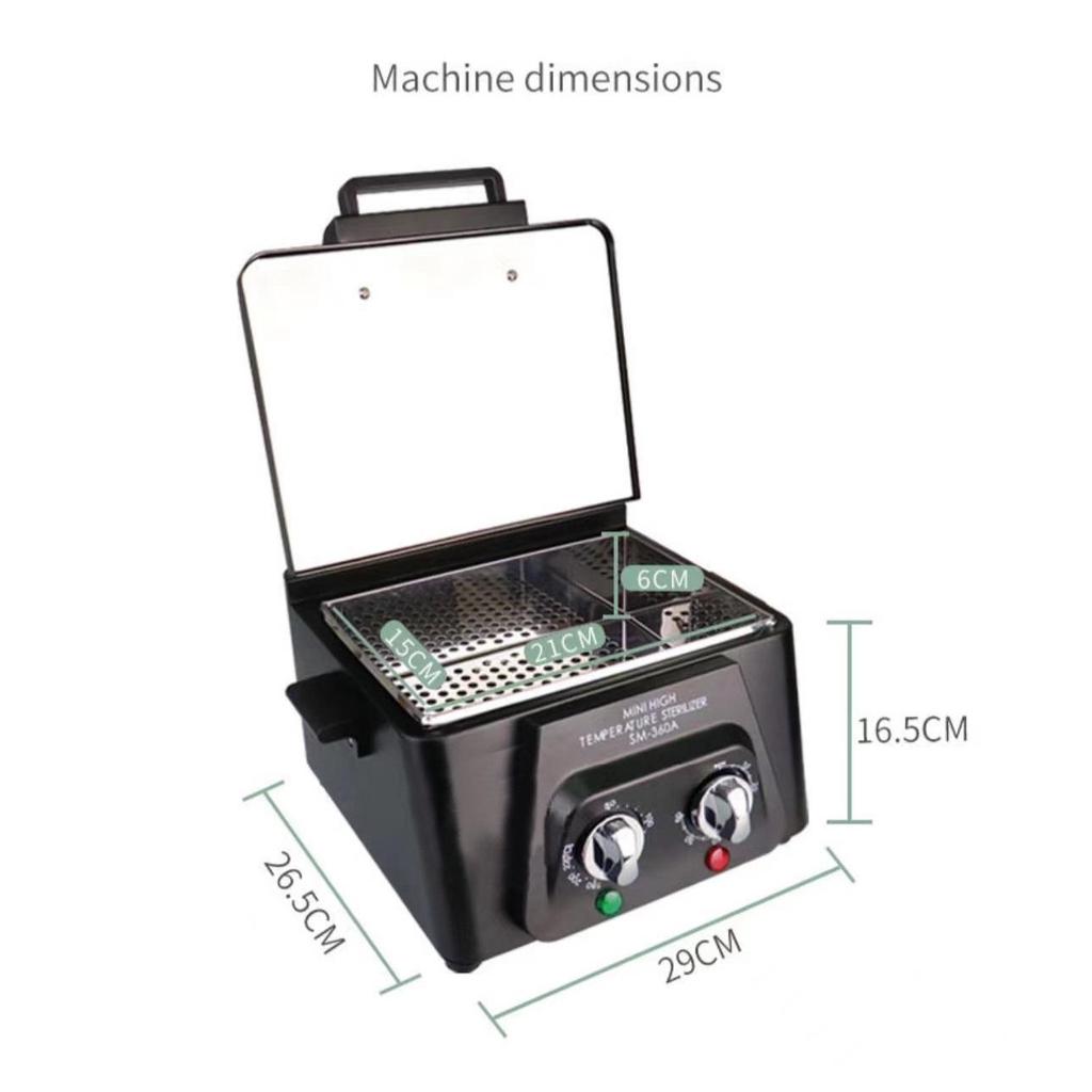 300W High Temperature 2.5L Steriliser, Max. Temperature 220℃ Dry Heat Disinfector, Metal Tool Smart Sanitizing Box
