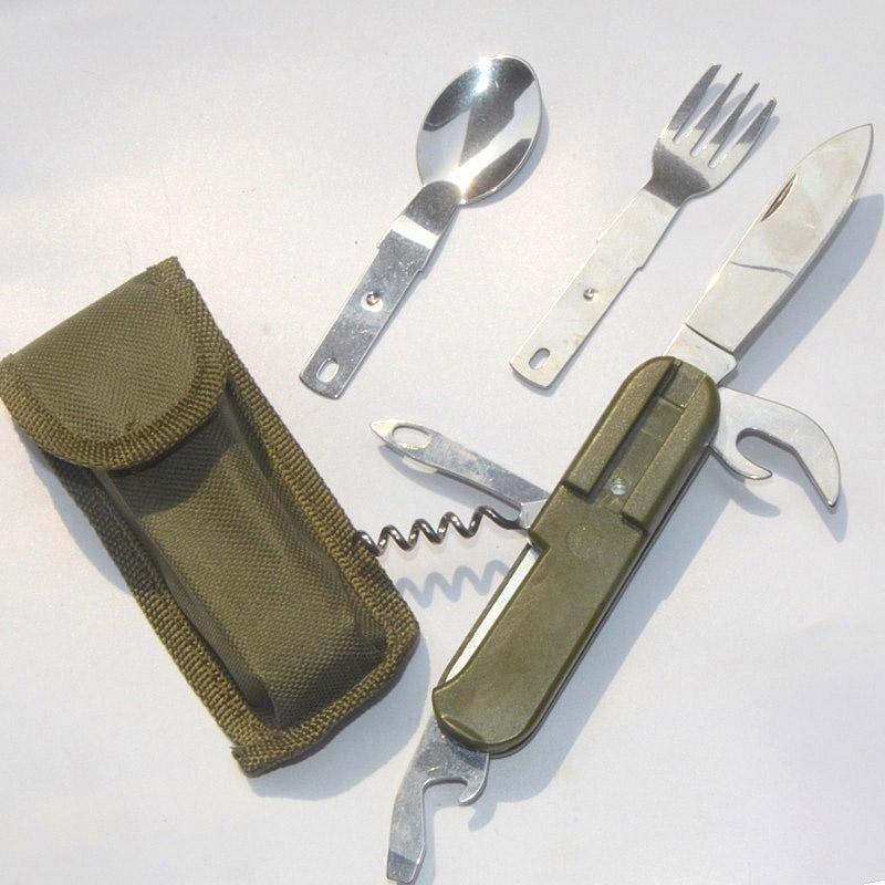 Camping Multifunctional Portable Folding Stainless Steel Tableware Cutlery