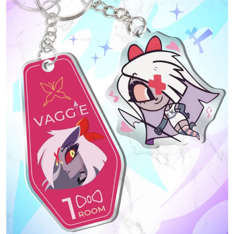 Acrylic Key Buckle for Alastor Lucifer Charlie Vox Adam The Exorcist Anime Cartoons Acrylic Key Chain Student Backpack Pendant