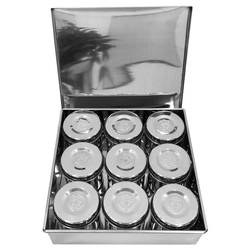 Extra Thick Stainless Steel 9-Compartment Food Sample Box Set