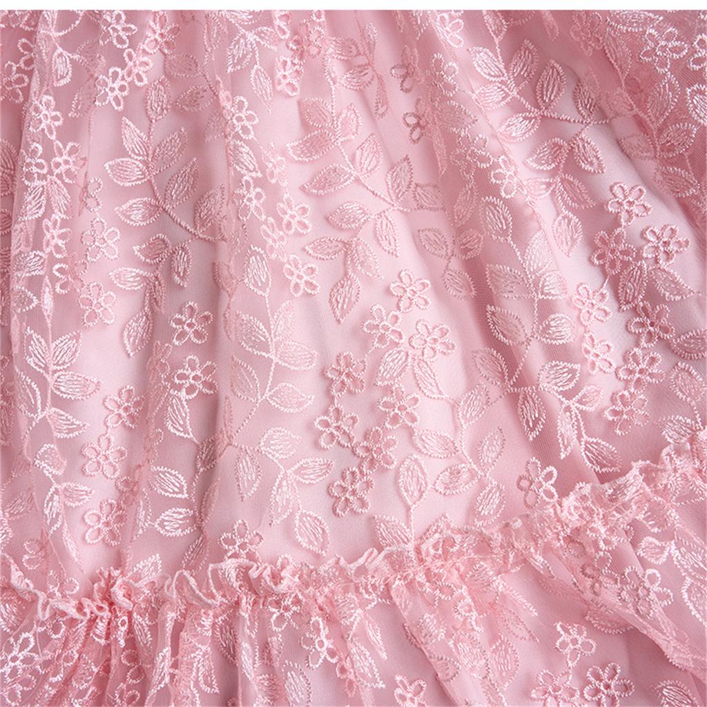 Women's Peter Pan Collar Lace Embroidery Midi Dress Luxury Beaded Crystal Costumes Ruffled Splice Button Front Slim A‑Line Dress