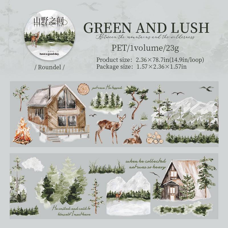 200cm/Rolle Vier Jahreszeiten Berg- und Waldlandschaft Thema Klebeband Scrapbook Handyhülle Tagebuch Sticker DIY Dekoratives Klebeband