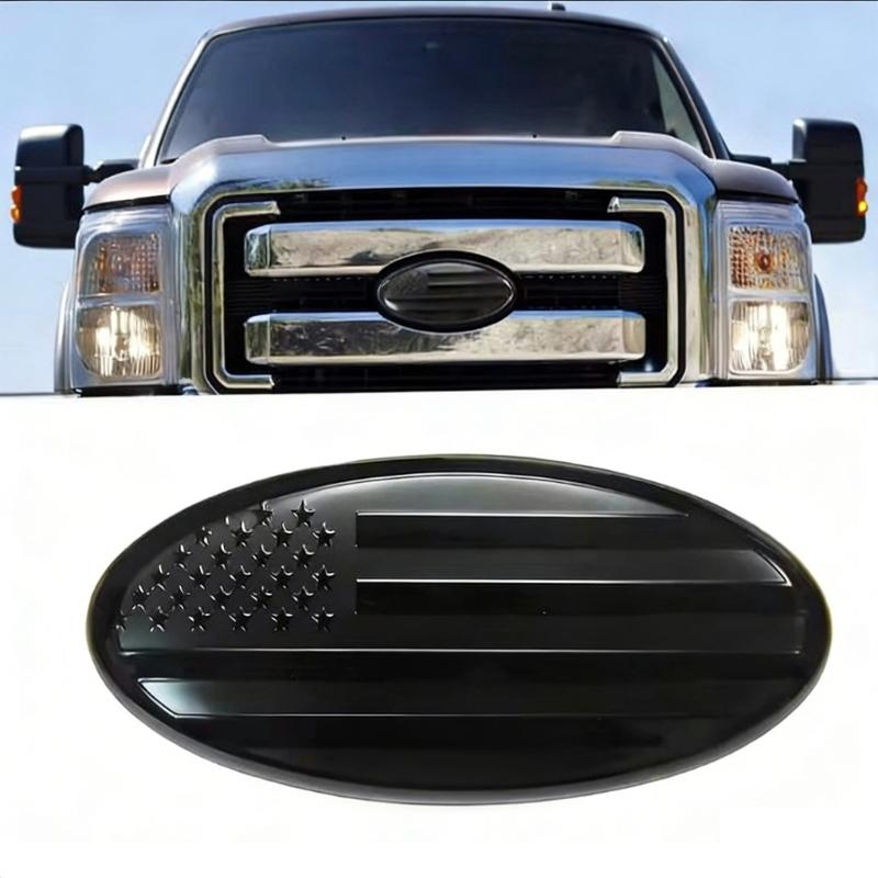 Truck Front Rear Hood Emblem American Flag Designs ABS Base & Aluminum Material Simple Installation for Car F150 F250