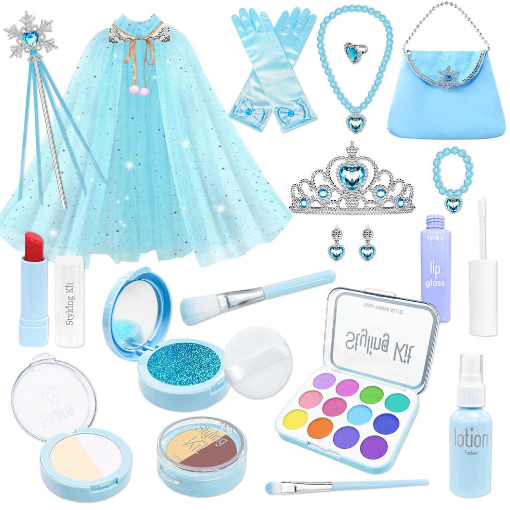 VBACALA Make-up Hračky Sada na líčení pro ne Hra na líčení Vánoční Modrá Dívky, Barvy, Dům, Princezna, Hra, Plášť, Hůl, Hůl, Doplňky, Hračky,