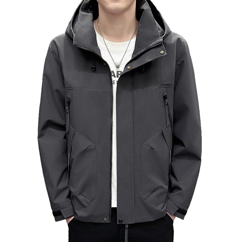 Spring and Autumn Jacket Men's Trend Hooded Jacket Fashion Casual Thin Outdoor Windproof Trendy Brand Top Jacket