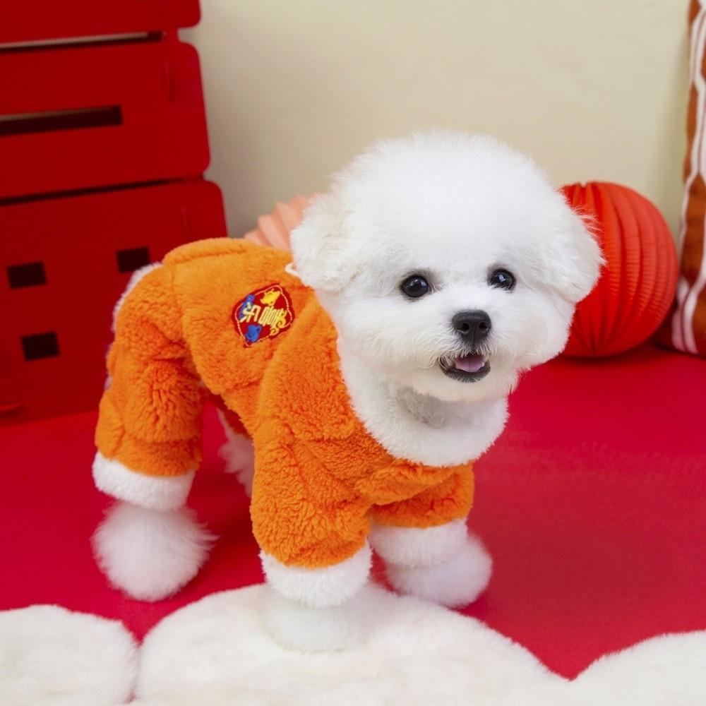 Warm Winter Dogs Jumpsuit Velvet Dog Four Legged Pants Blessing Dog Plush Hoodies  Spring Festival