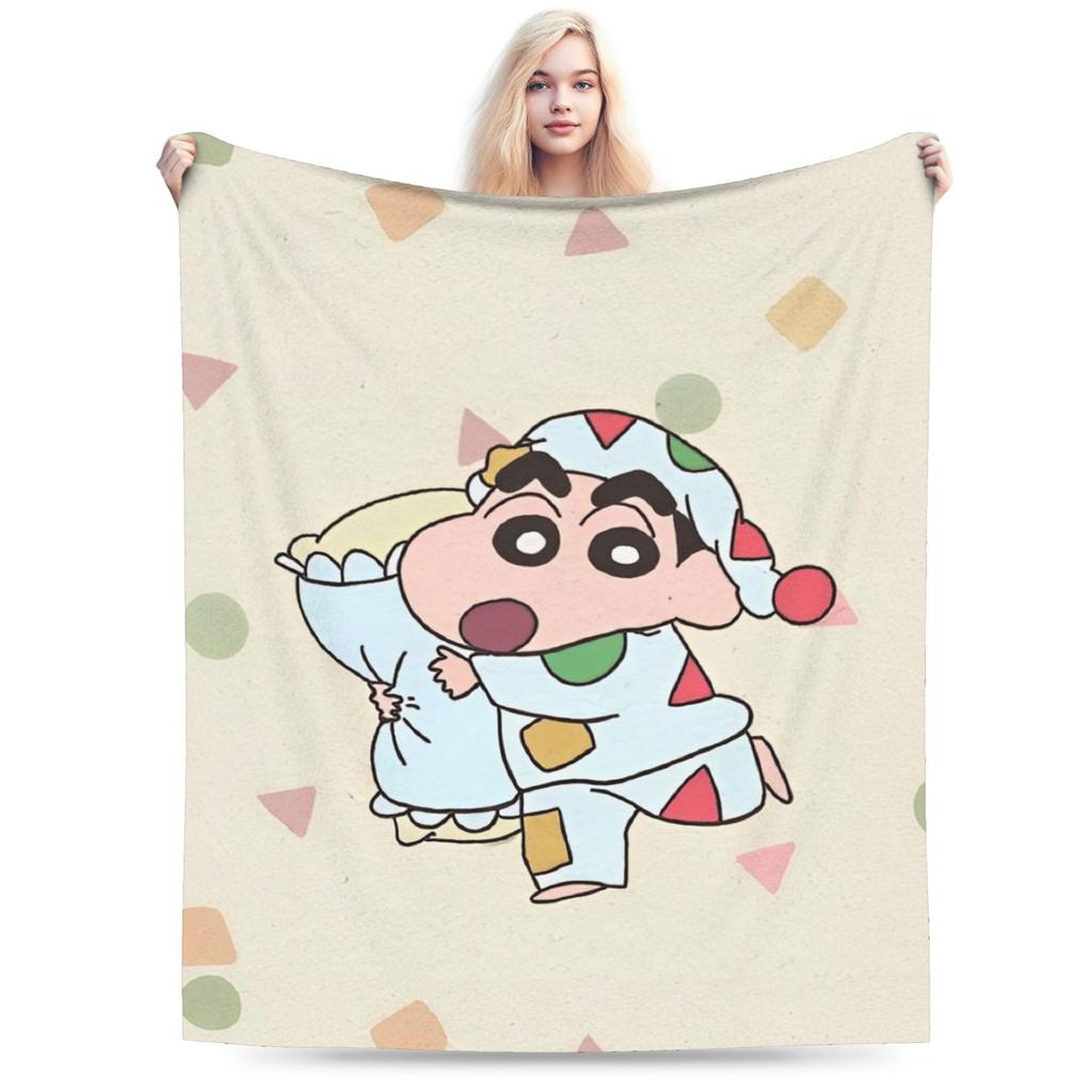 Crayon Shin Chan as Action Kamen Blankets Fleece Summer Air Conditioning Manga Multi-function Throw Blanket for Home Couch Quilt