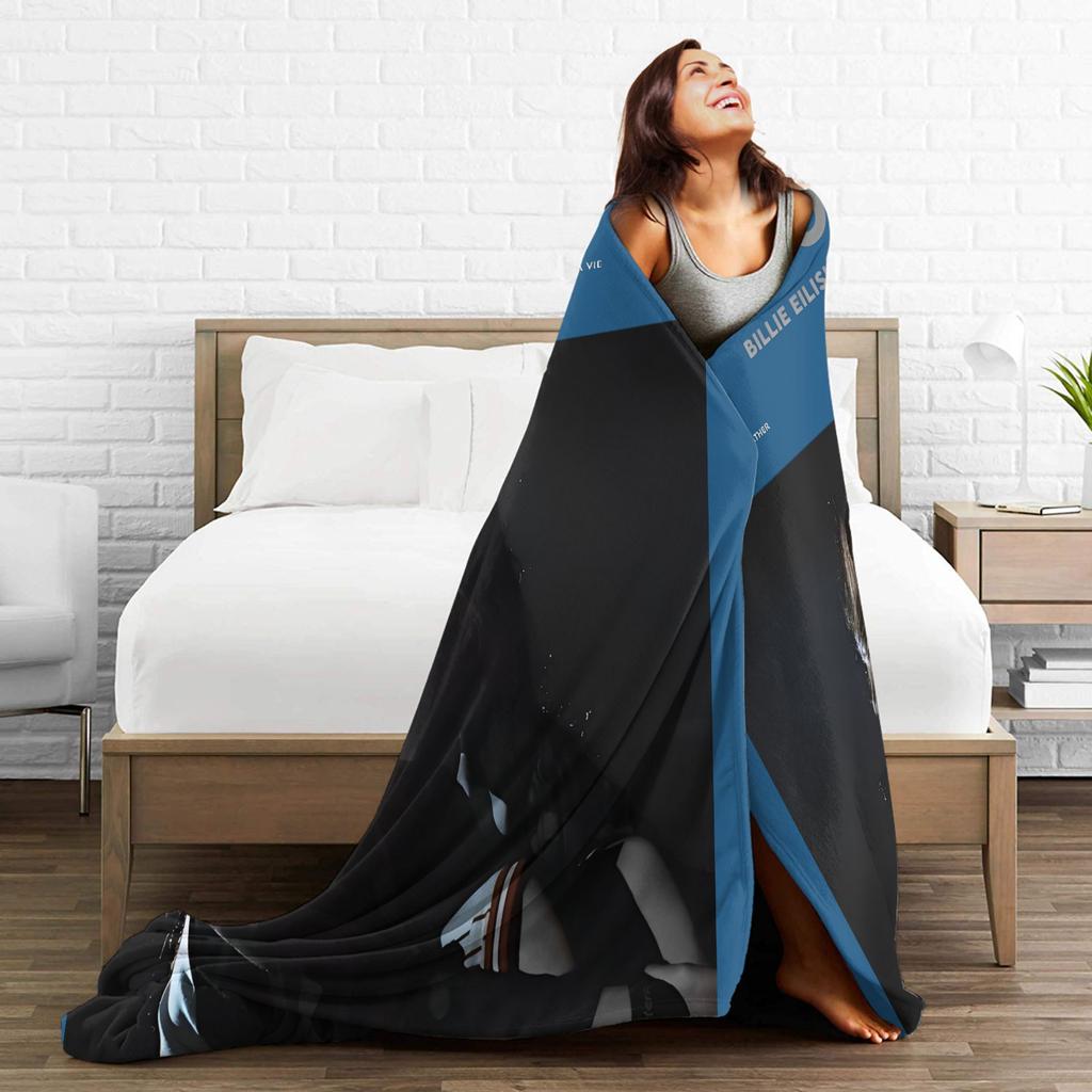 Berühmte Sängerin B-Billie-Girl E-eilish Fleece-Kuscheldecke Decke für Sofa Couch Leichte Bettwäsche Überwürfe,