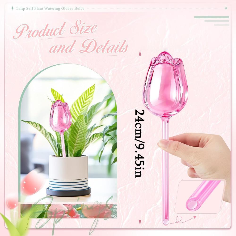 8pcs Self Watering Plastic Globes Tulips Bulbs Automatic Plant Watering Devices Plastic Plant Self Waterer Insert Spikes for Indoor Outdoor Decoration