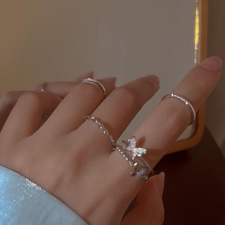 Korean Version of Internet Celebrity Super Fairy Butterfly Ring Female Ins Trendy Versatile Opening Adjustable Simple Girlfriend Index Finger Ring