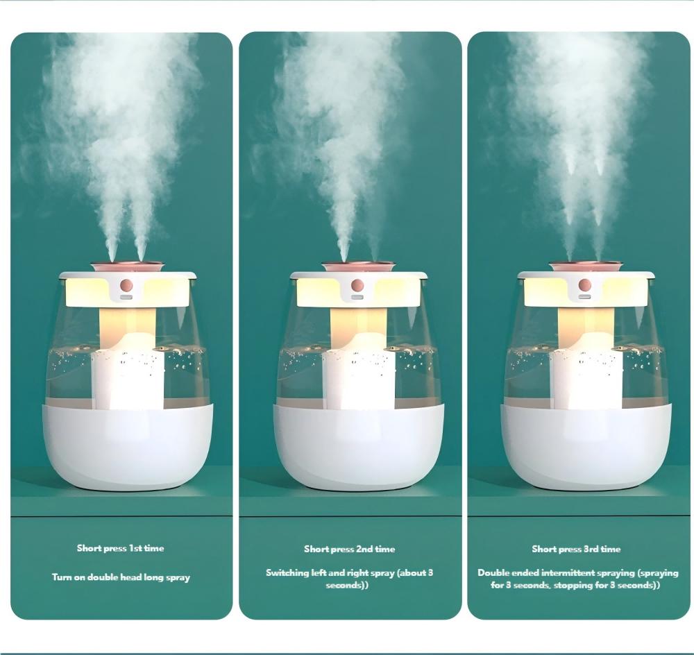 Air Humidifier USB Large Capacity Double Spray Port Aroma Diffuser Essential Oils Color Light for Home Bedroom Office